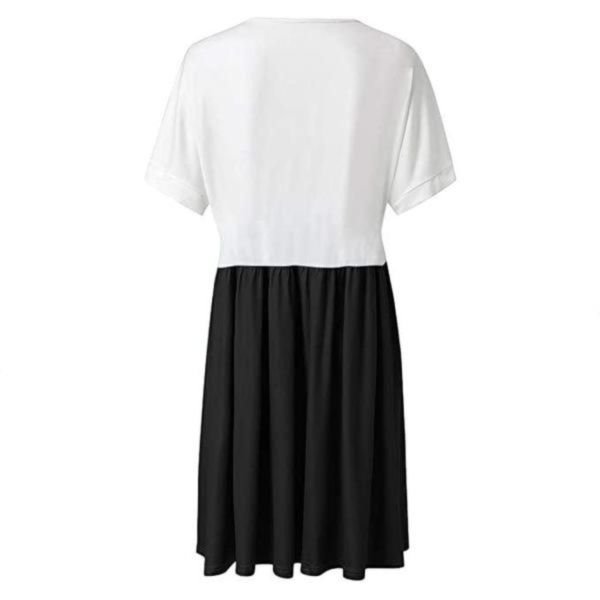 Casual Color Block Print Half Sleeve Mini Dress
